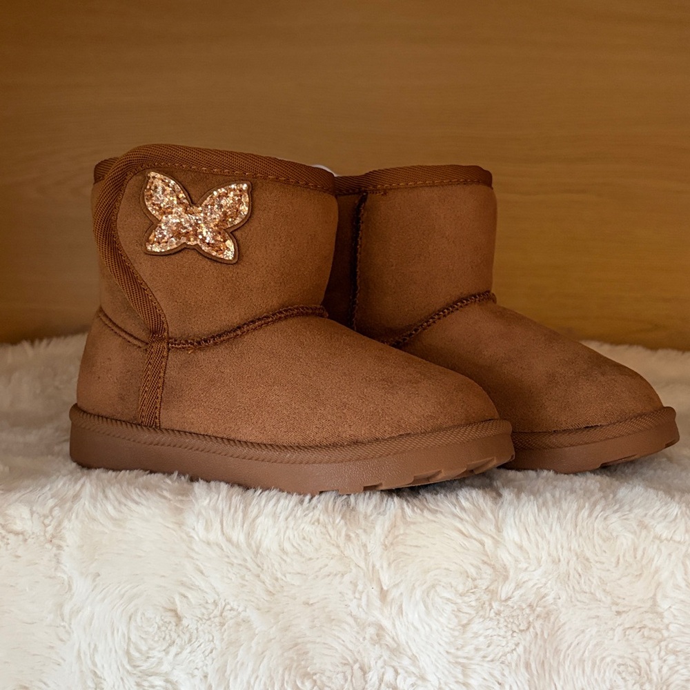 ✨$19✨NWT•Jumping Beans Munchie Toddler Girls Pull-On Faux Fur Boots|Chestnut|10T